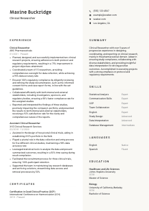 Clinical Researcher Resume Template #2