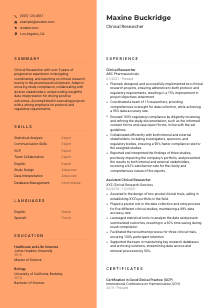 Clinical Researcher Resume Template #3