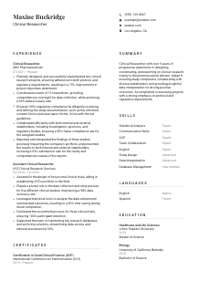 Clinical Researcher Resume Template #1