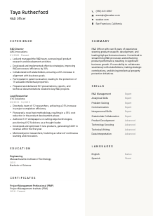 R&D Officer Resume Template #2
