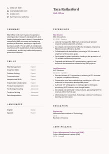 R&D Officer Resume Template #3