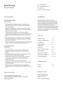 Research Director Resume Template #1