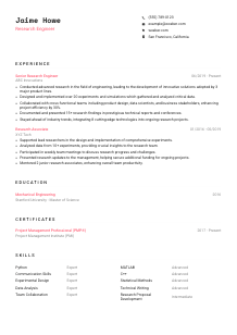 Research Engineer Resume Template #1