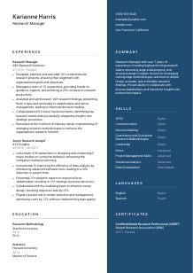 Research Manager Resume Template #2