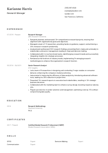 Research Manager CV Template #1