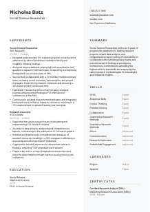 Social Science Researcher Resume Template #2