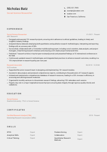 Social Science Researcher Resume Template #3