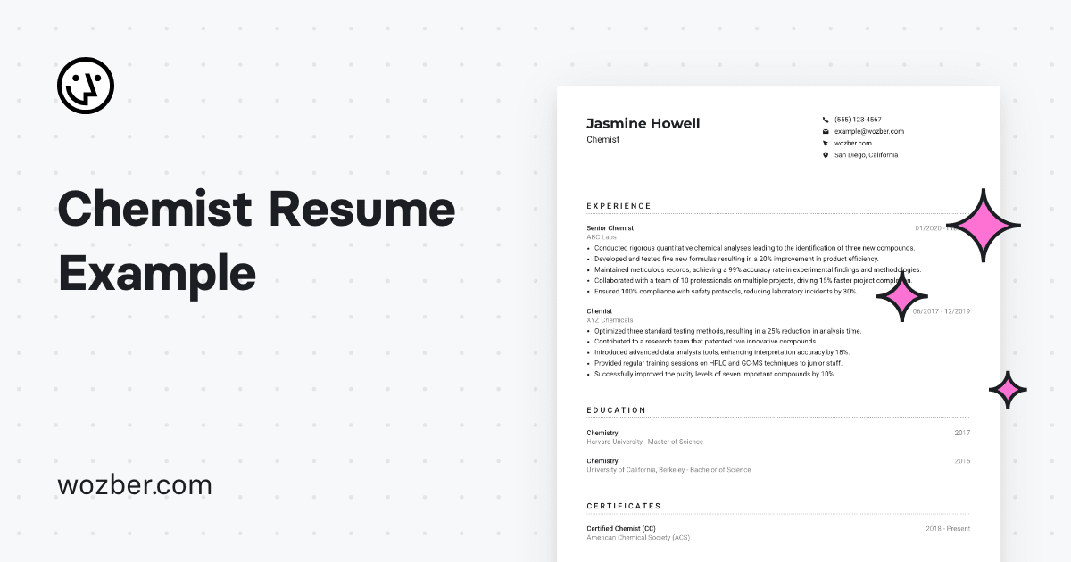 Chemist Resume Example