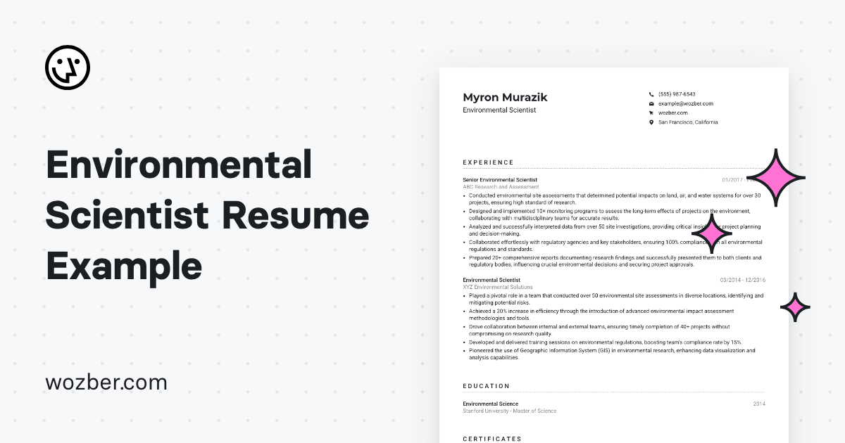 Environmental Scientist Resume Example 