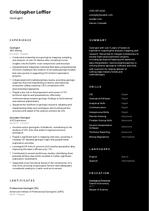 Geologist Resume Template #3