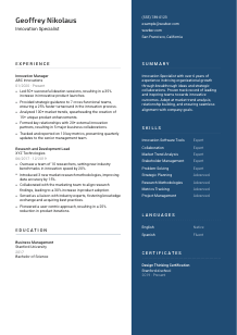 Innovation Specialist CV Template #2