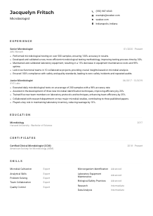 Microbiologist Resume Example