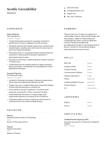 Physicist Resume Template #1