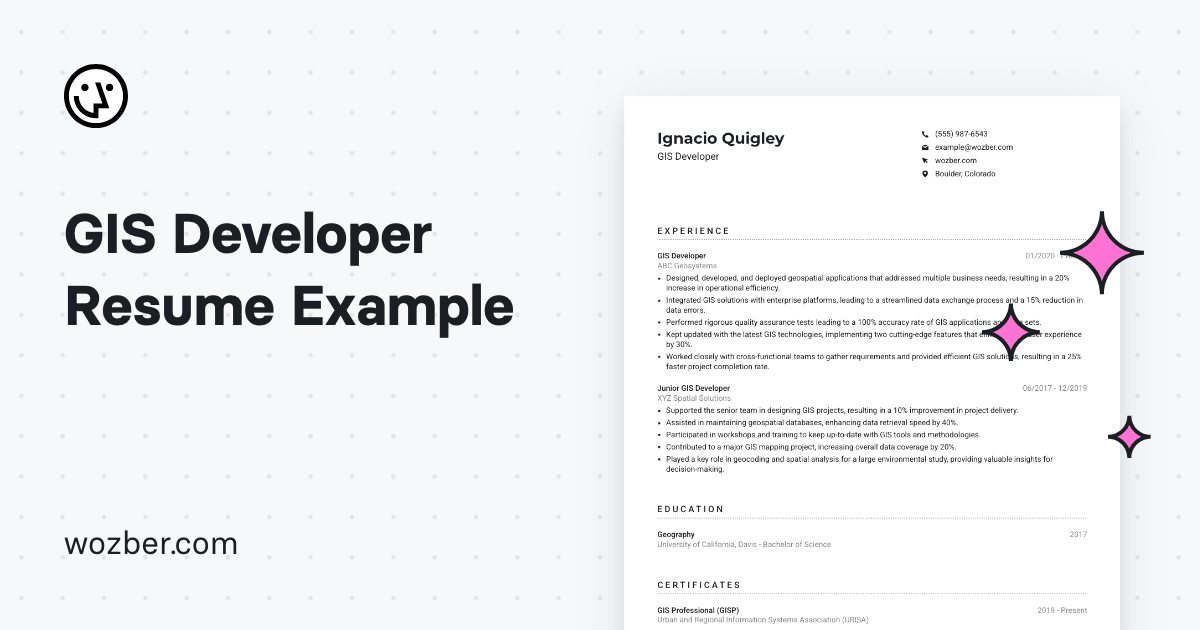 GIS Developer Resume Example