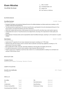 Snowflake Developer CV Example