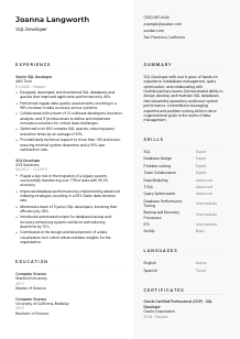 SQL Developer CV Template #12