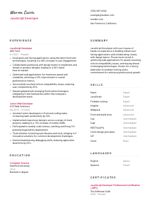 JavaScript Developer CV Template #11