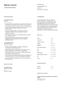 JavaScript Developer CV Template #5