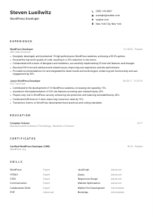 WordPress Developer CV Example
