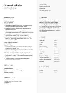 WordPress Developer CV Template #2