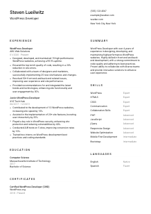 WordPress Developer CV Template #1