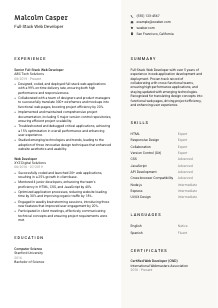 Full-Stack Web Developer Resume Template #2