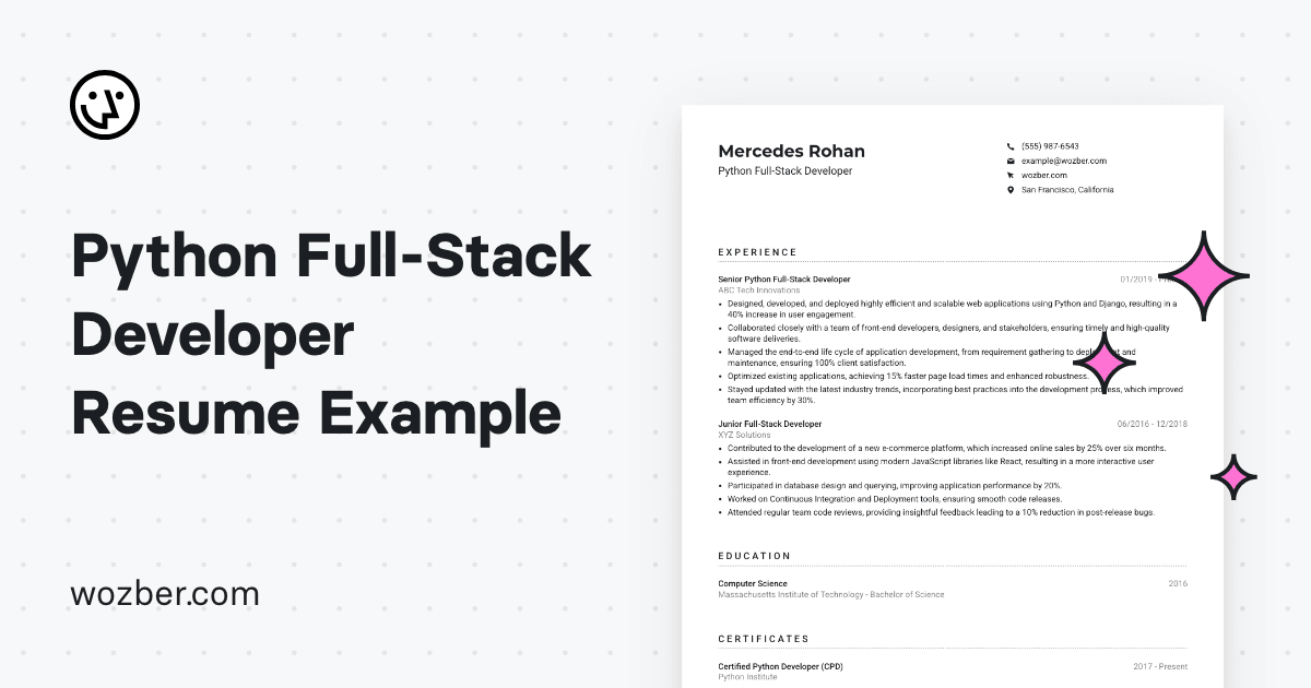 Python Full-Stack Developer CV Example