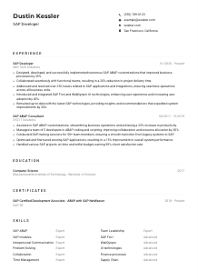 SAP Developer Resume Example