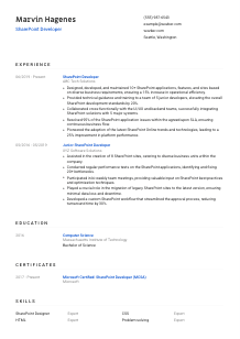 SharePoint Developer Resume Template #8