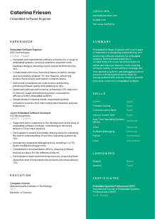 Embedded Software Engineer CV Template #2