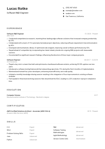 Software R&D Engineer Resume Example