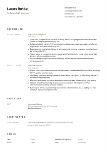 Software R&D Engineer Resume Template #1