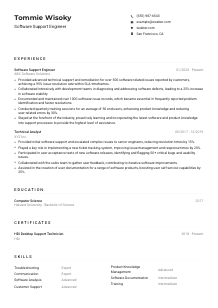 Software Support Engineer Resume Example