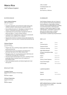 Staff Software Engineer CV Template #1