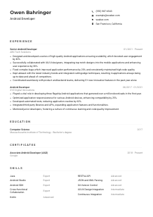 Android Developer CV Example