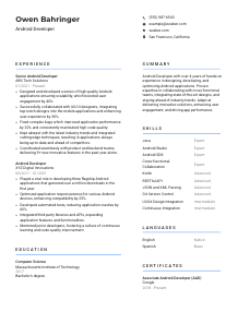 Android Developer Resume Template #10