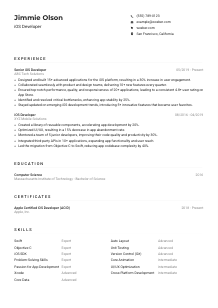 iOS Developer Resume Example