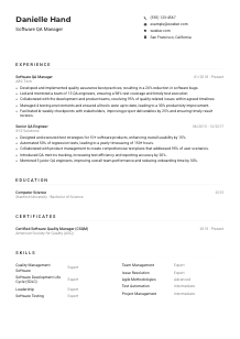 Software QA Manager CV Example