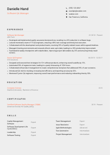 Software QA Manager Resume Template #3