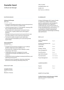 Software QA Manager Resume Template #1