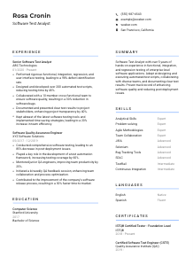 Software Test Analyst CV Template #10