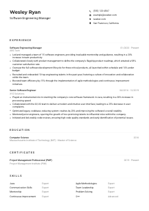 Software Engineering Manager CV Example