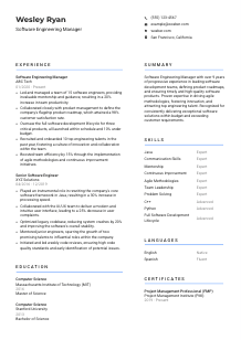 Software Engineering Manager Resume Template #2