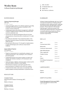 Software Engineering Manager Resume Template #1