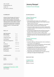Software Product Manager Resume Template #2