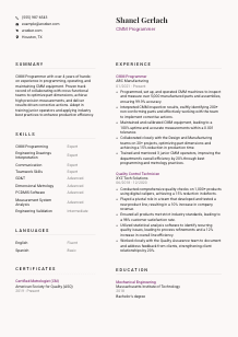 CMM Programmer Resume Template #3