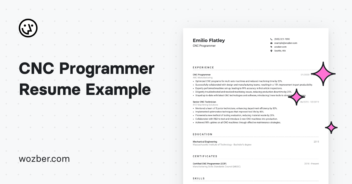 CNC Programmer Resume Example