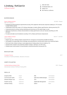 Software Analyst Resume Template #4