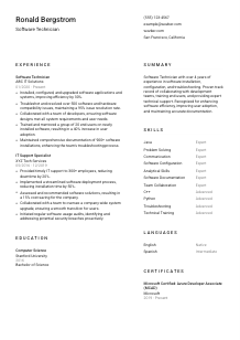 Software Technician Resume Template #2