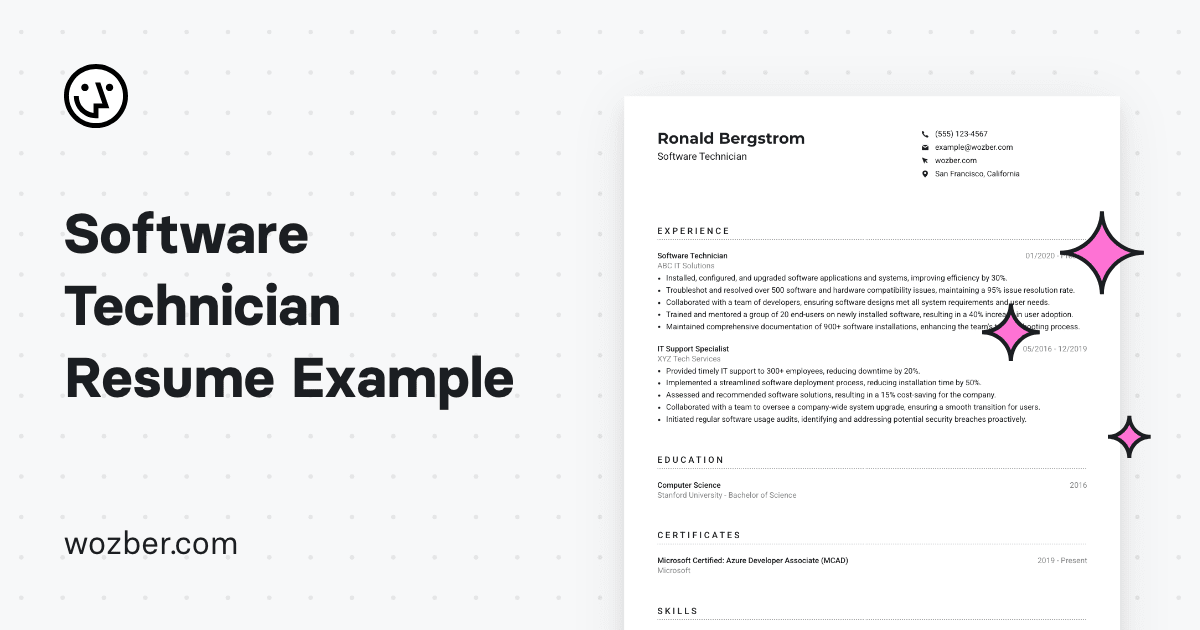 Software Technician Resume Example